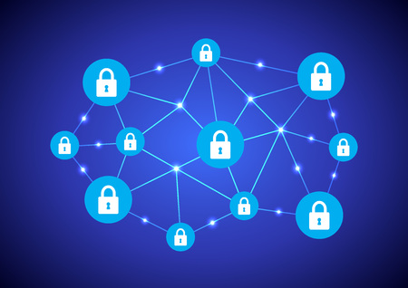 Blockchain network, digital security, technology concept, vector designのイラスト素材