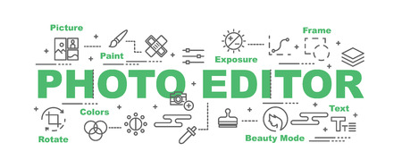 Photo Editor Vector Banner Design Concept Flat Style With Icons