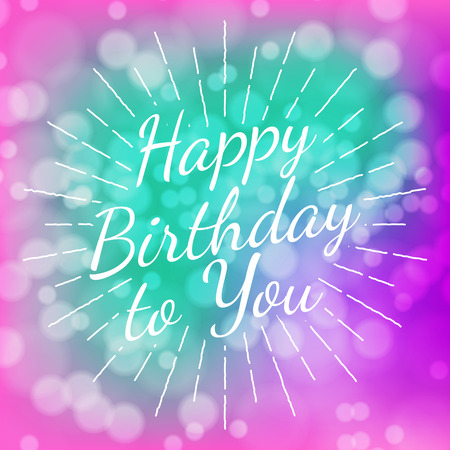 happy birthday with abstract bokeh background, vector festive light designのイラスト素材