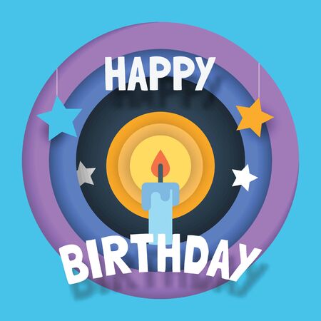 happy birthday paper cut style vector designのイラスト素材