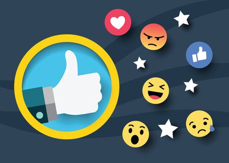 social feedback paper cut style vector design