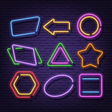 neon frame collection neon signboard vector designのイラスト素材