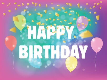 happy birthday banner with colorful balloon vector designのイラスト素材