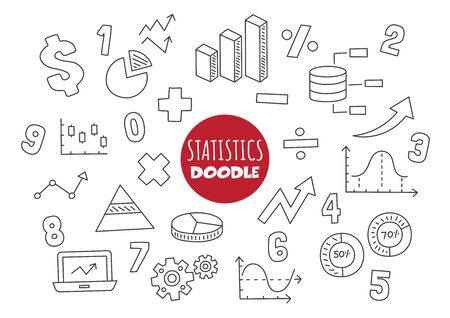 statistics doodle vector hand drawing styleのイラスト素材