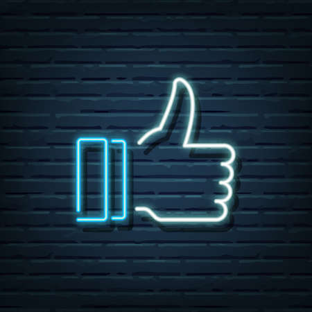 thumb up neon sign vector elementsのイラスト素材