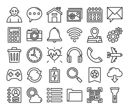mobile user interface outline vector icons pixel perfectのイラスト素材