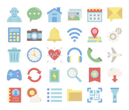 mobile user interface flat vector icons pixel perfectのイラスト素材