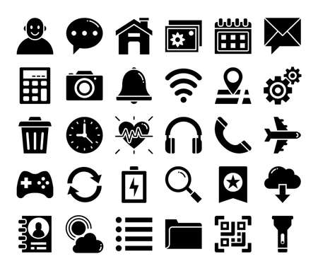 mobile user interface glyph vector icons pixel perfect