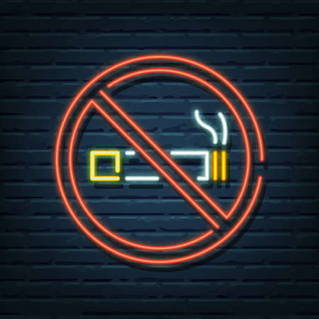 no smoking neon sign vector elementsのイラスト素材