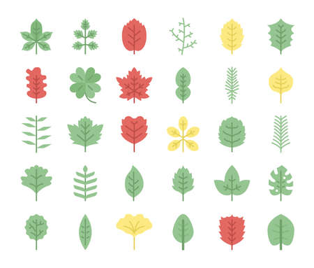 leaves flat vector icons pixel perfectのイラスト素材