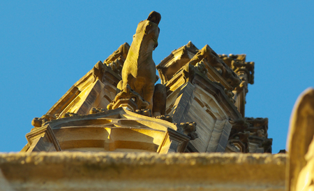 A view up of the gothic shapes, Saint Barbara Cathedral in town of Kutna Hora, Bohemiaの写真素材