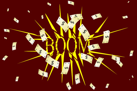 Background with flying banknotesの写真素材