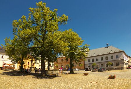 Square in town of Kasperske Hory, Bohemiaの写真素材