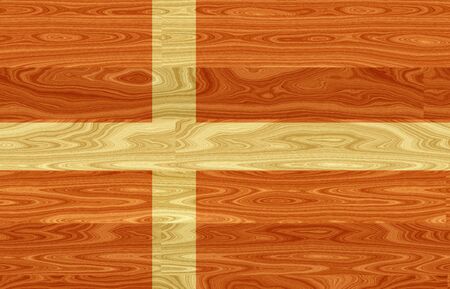 Illustration of a Danish Flag painted on a woody boardsの写真素材