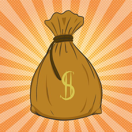 Money bag vector on white background.Money bag sketch by hand drawing.のイラスト素材