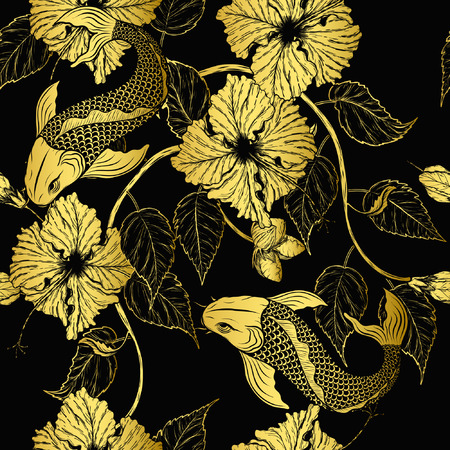 Hibiscus flower pattern by hand drawing.Tattoo art highly detailed in line art style.Flower patterns for batik paint.のイラスト素材