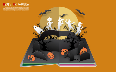 Halloween pop up book from vectorのイラスト素材