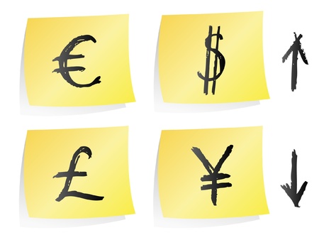 Currency on post-itのイラスト素材