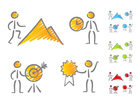 People achievements icons scribbleのイラスト素材