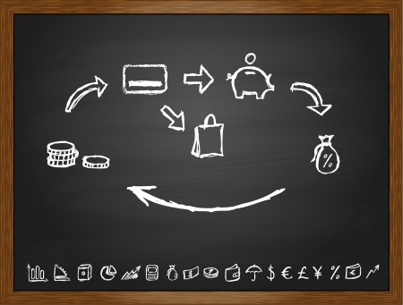 Black board with savings modelのイラスト素材