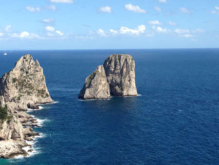 The Faraglioni of Capri. Symbols and mandatory sight for the tourists of the island of the gulf of...