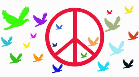 Colorful of pigeons and sight peaceの写真素材