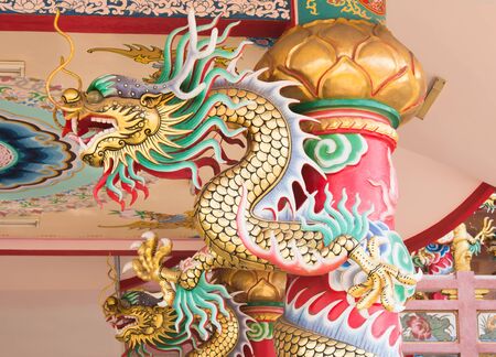 Dragon in Chinese temple art in Ang Sila, Chonburi,Thailandの写真素材