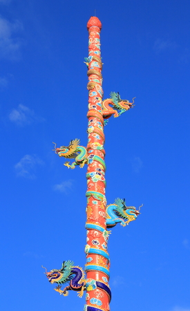 The Elegant Dragon on the sky at chinese temple in Thailand.の写真素材