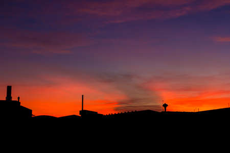 Red sky orange sunset sundown.の写真素材