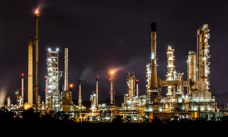 Petrochemical plant in night timeの写真素材