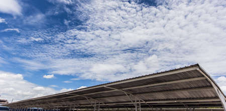 Sky background with the fluffy white cloudsの写真素材