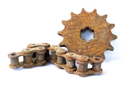 Industrial metal gears and machine parts connected
