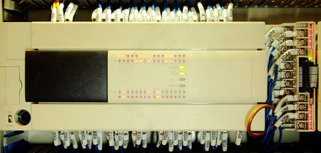 The controller and relays PLC Data Module  in industry