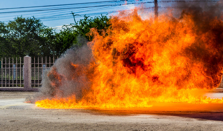 Firefighter during trainingの写真素材