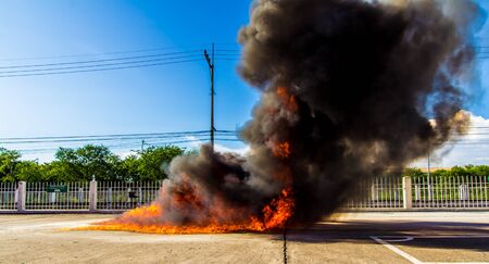 Firefighter during trainingの写真素材