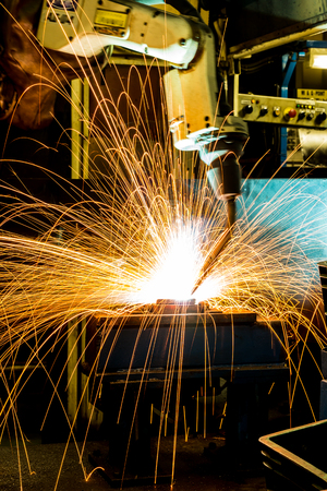 robots in a car factoryの写真素材