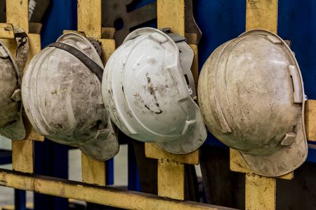 White hard hat Plastic safety helmetの写真素材