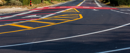 The road curve Traffic lines.の写真素材