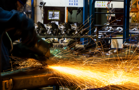 Angle grinder sparks close-upの写真素材