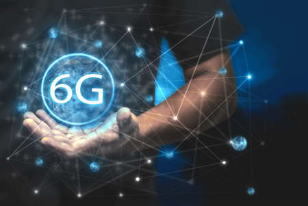 6G network development technology, the future communication technology component of this image, decorated by Nasa.の写真素材