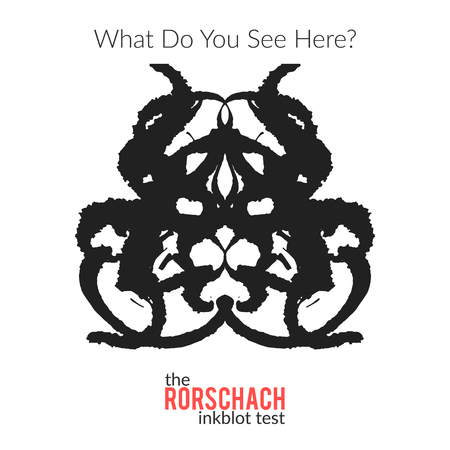 The rorschach inkblot test vector isolated variation for psychological test for psychologists and their patients. The Rorschach technique with hand drawn ink blot used in psychology.のイラスト素材