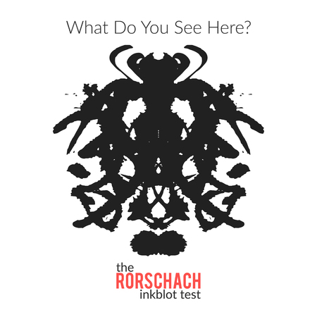 The rorschach inkblot test vector isolated variation for psychological test for psychologists and their patients. The Rorschach technique with hand drawn ink blot used in psychology.のイラスト素材