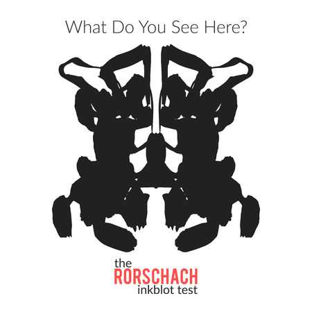 The rorschach inkblot test vector isolated variation for psychological test for psychologists and their patients. The Rorschach technique with hand drawn ink blot used in psychology.のイラスト素材