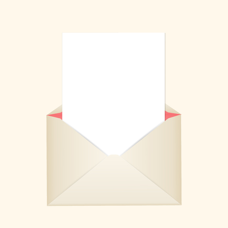 Postal clean envelope with piece of paper for greeting cards or for your wedding invitations or thank you cardsのイラスト素材
