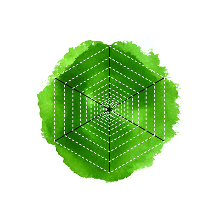 Symbol of alchemy and sacred geometry on the green watercolor background. Linear character illustration for lines tattoo on the white isolated backgroundのイラスト素材