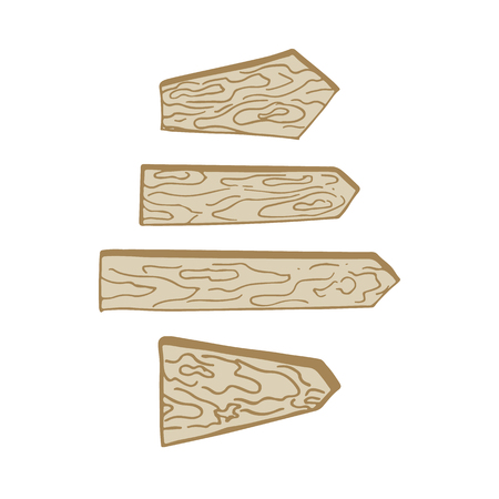 Set of four hand drawn wooden billboards isolated on the white backgroundのイラスト素材
