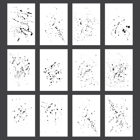 Set of the 12 splash grunge hand drawn vector texture background isolated on the white.のイラスト素材