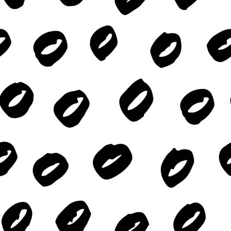 Hand drawn monochrome black and white seamless abstract pattern. Ink sketch texture and background.のイラスト素材