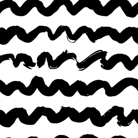 Hand-drawn monochrome black and white abstract pattern.のイラスト素材