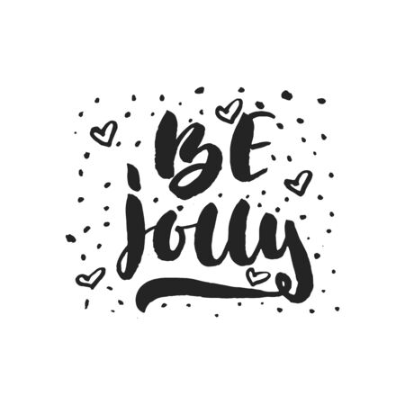 Be jolly - hand drawn Christmas and New Year winter holidays lettering quote isolated on the white background. Fun brush ink inscription for photo overlays, greeting card or poster designのイラスト素材